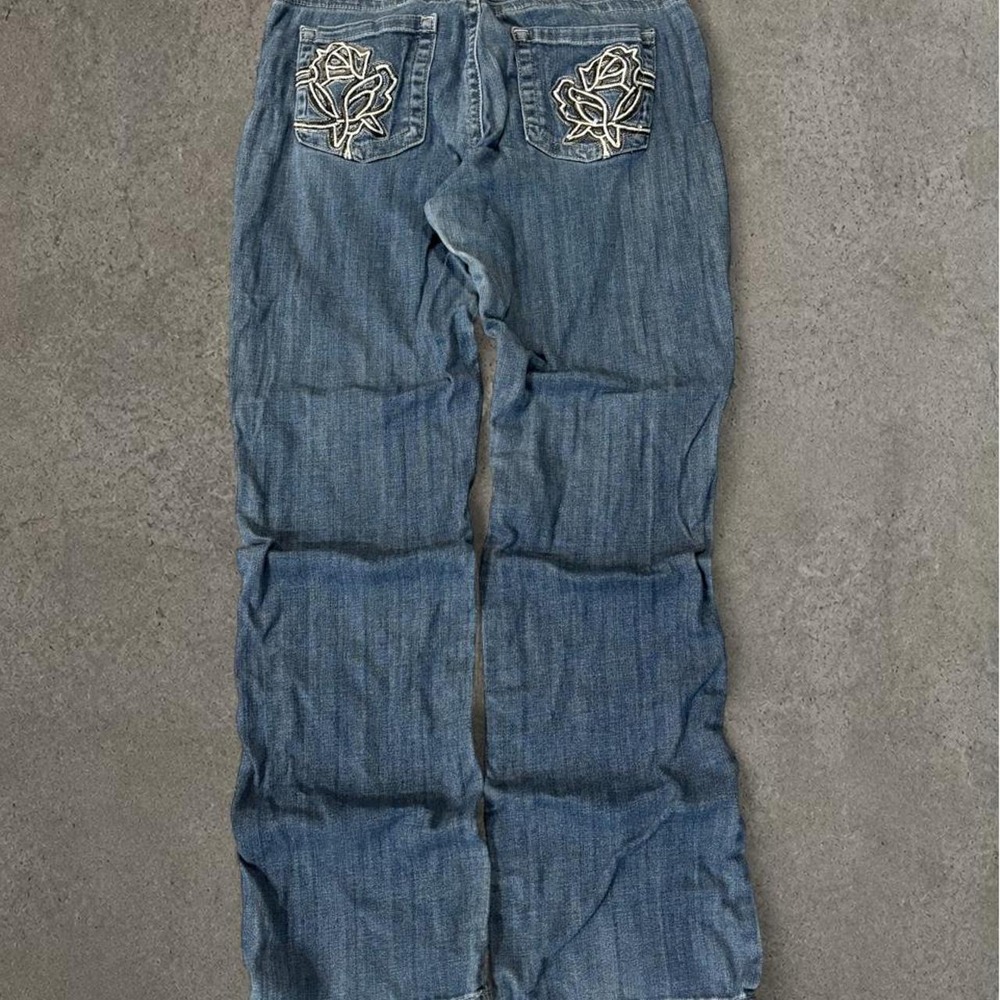 Lee Slender Secret Low Rise Bootcut Jeans Blue Rose Embroidered Y2K Womens 28